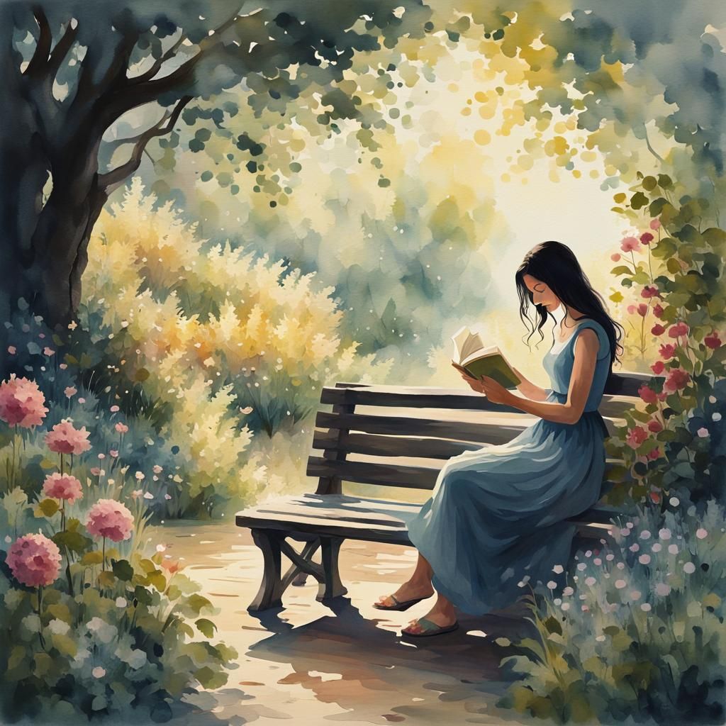 Romantic garden place with a bench