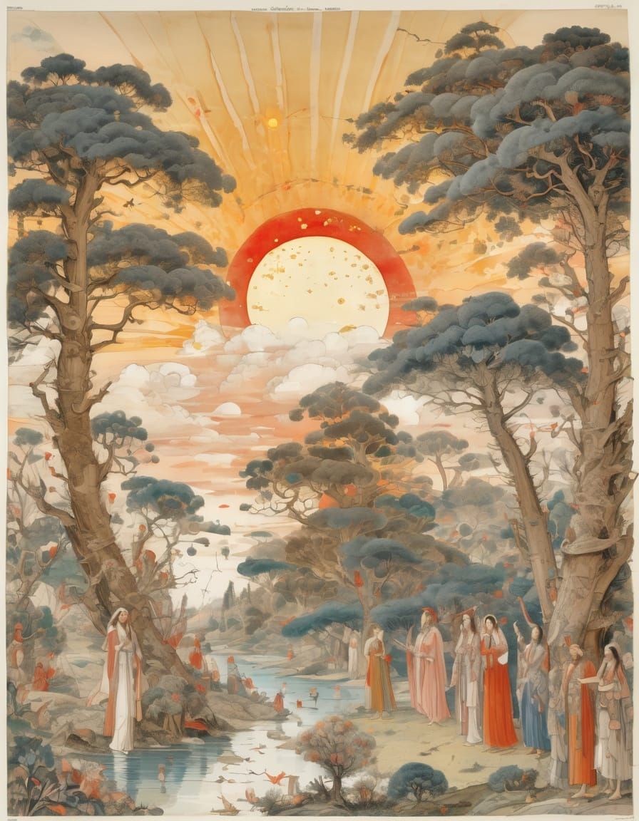 Detailed Old Tree Illustration in Fairy Painting Style