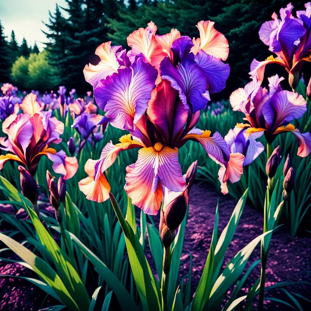 Polychromatic Iris in Bloom: Graffiti Art Style