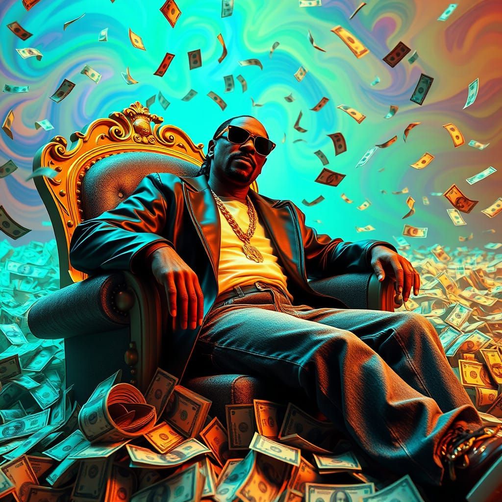 Snoop Dogg Surrounded by Golden Opulence