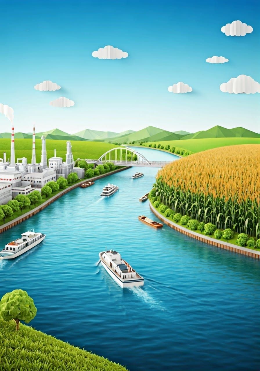 Rural Landscape with Chemical Plant as Papercraft