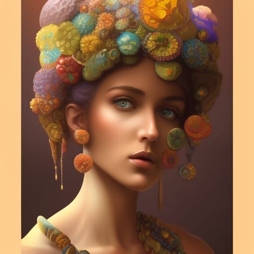 Woman with Rainbow Hair and Diamond Crown