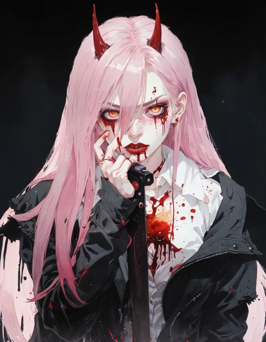 Blood Devil with Chainsaw in Dark Fantasy Art