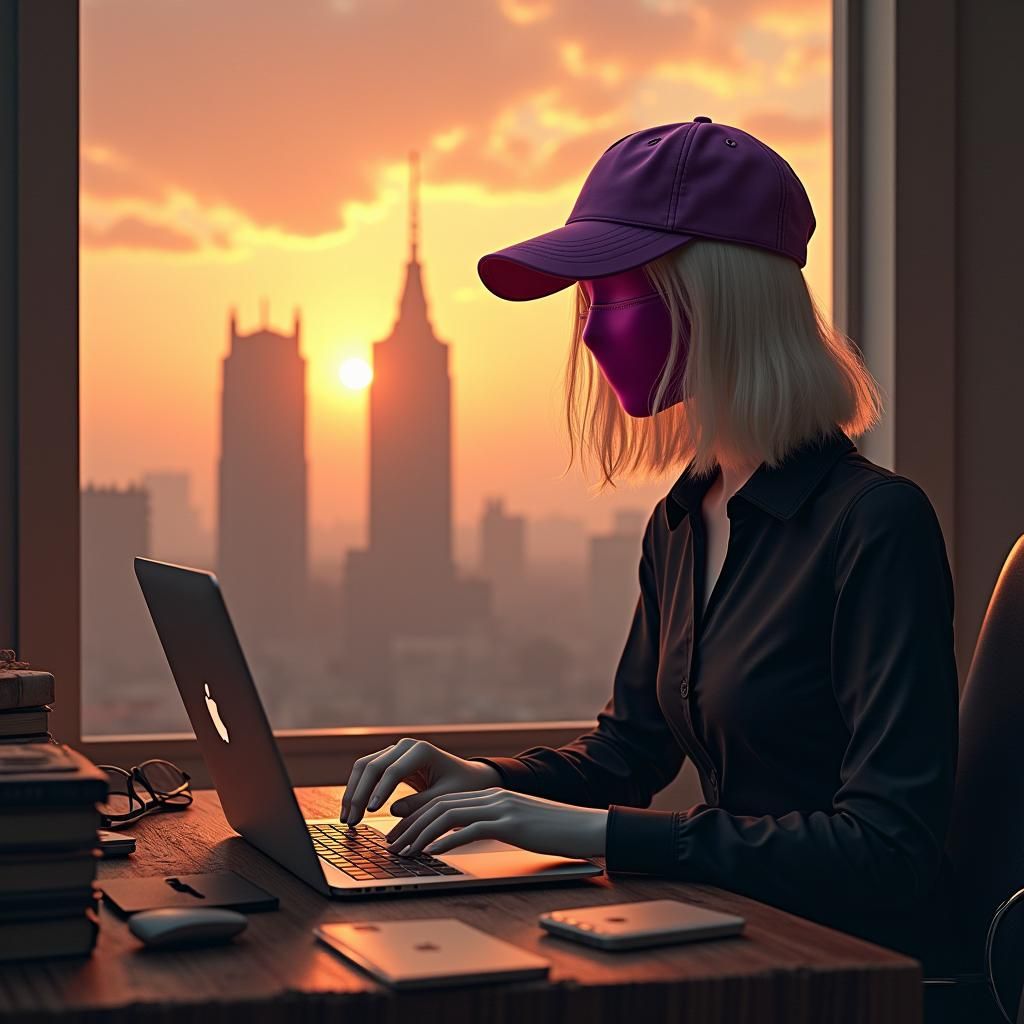 Faceless Mannequin at Sunset, Matte Painting