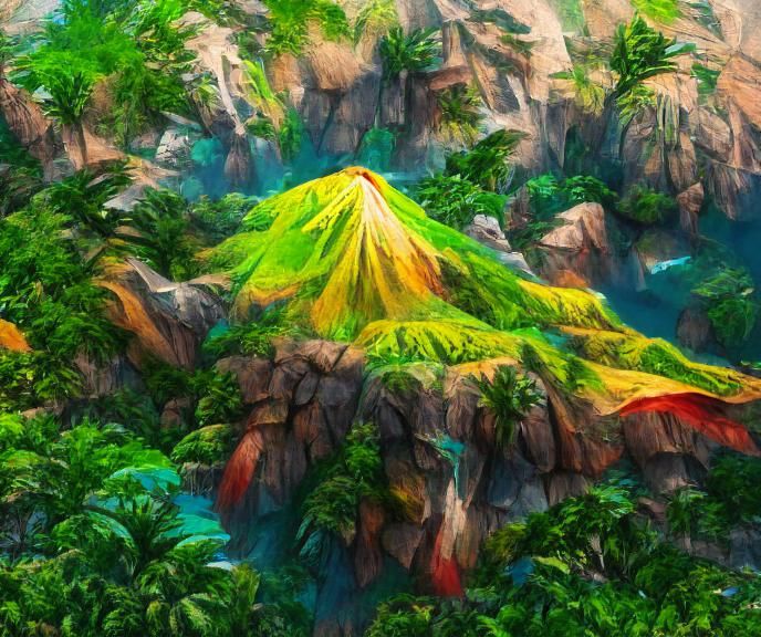 Lush Tropical Island Mountain Landscape