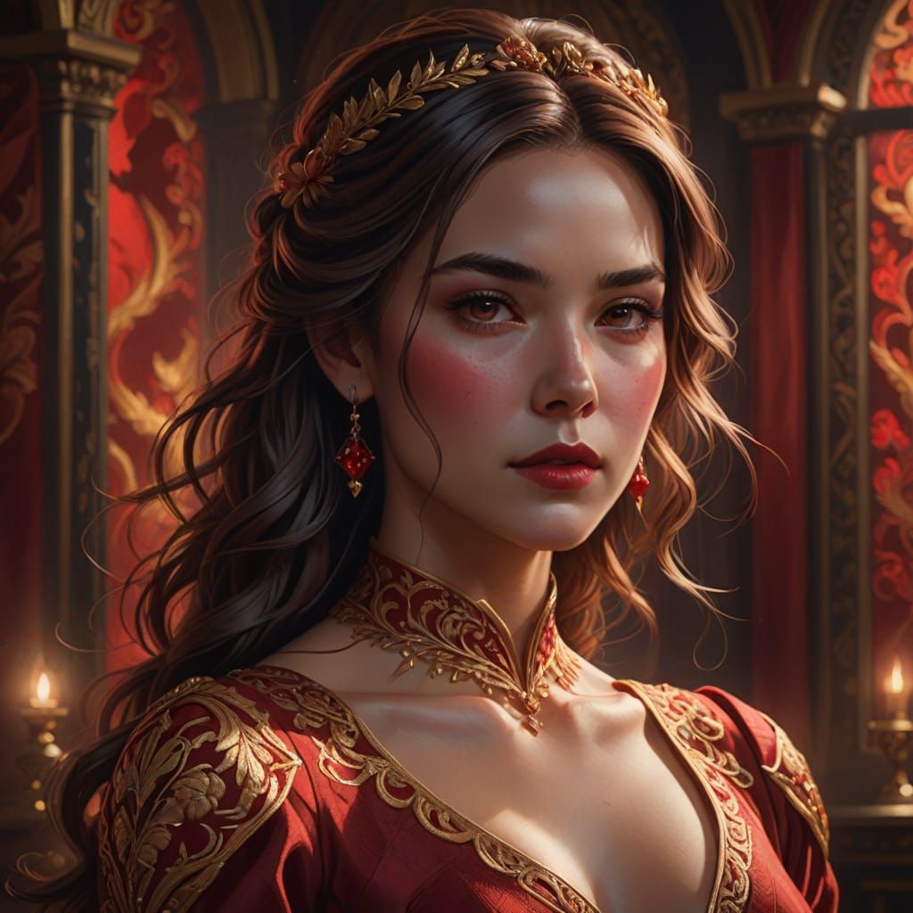 Woman in Red Dress: Concept Art Portrait