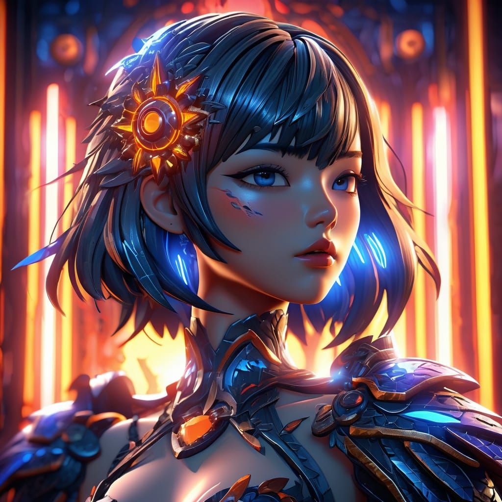 Jane Remover in 3D Anime Style with Neon Lights
