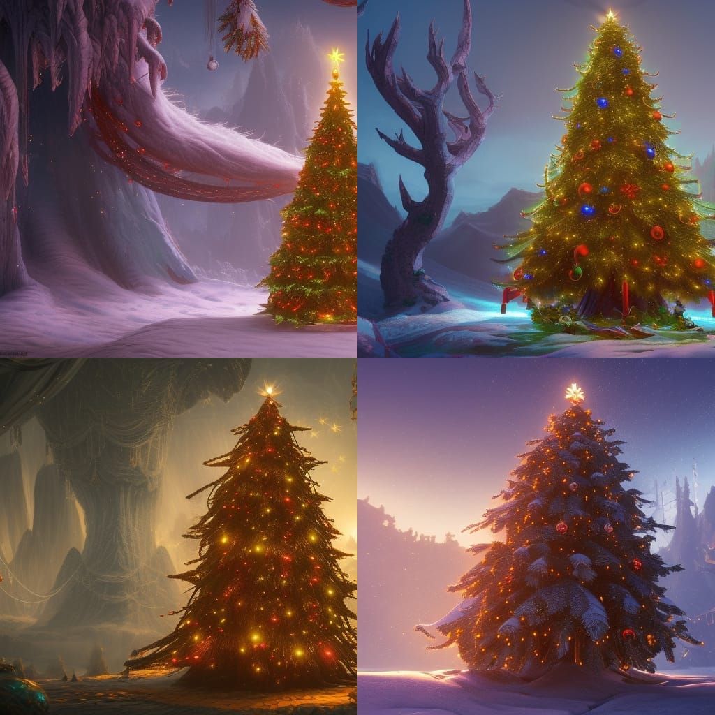 Detailed Christmas Tree Matte Painting