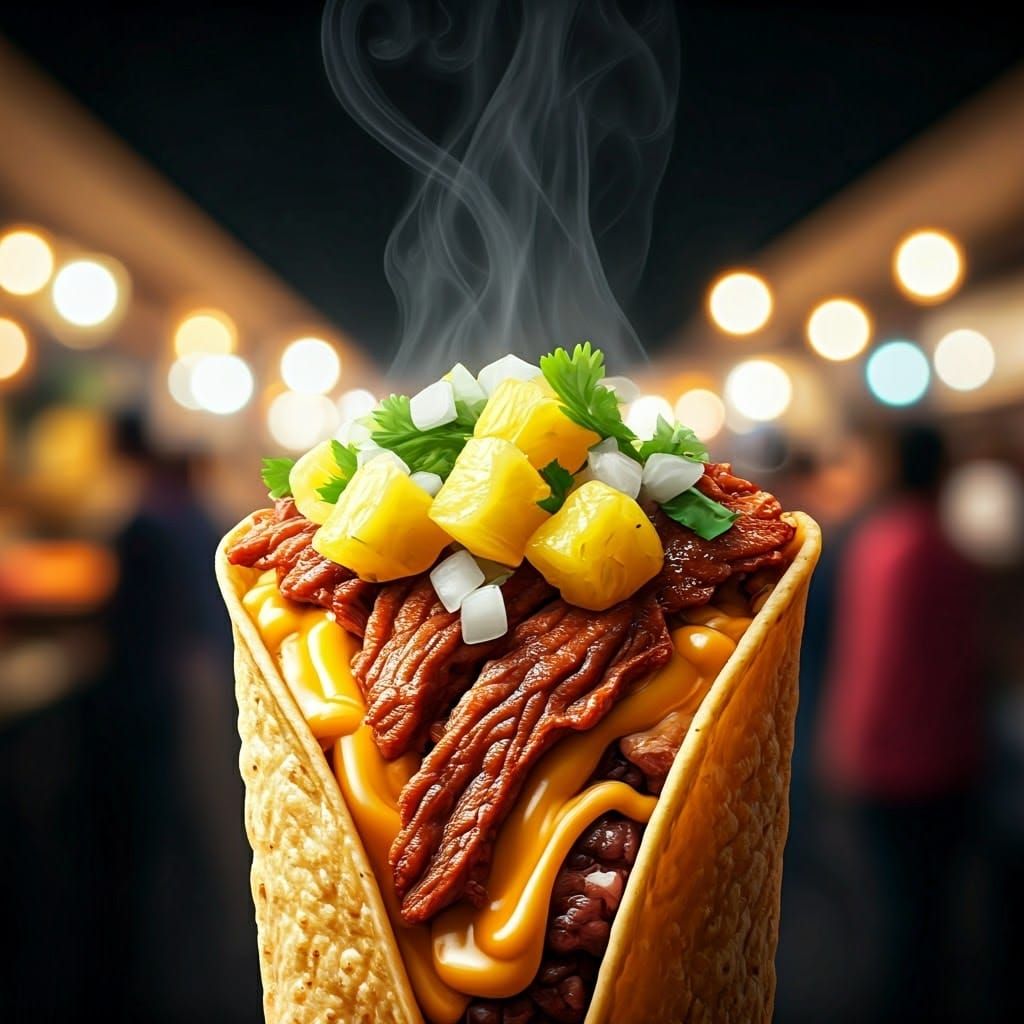 Delicious Taco al Pastor in Hyperrealistic Digital Art