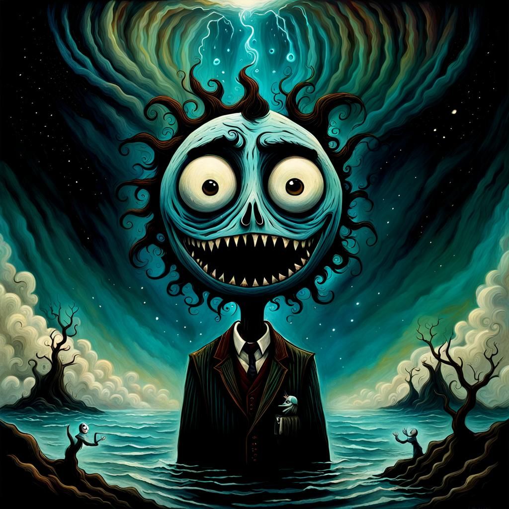 Surreal Boy Displaying Joy and Anguish