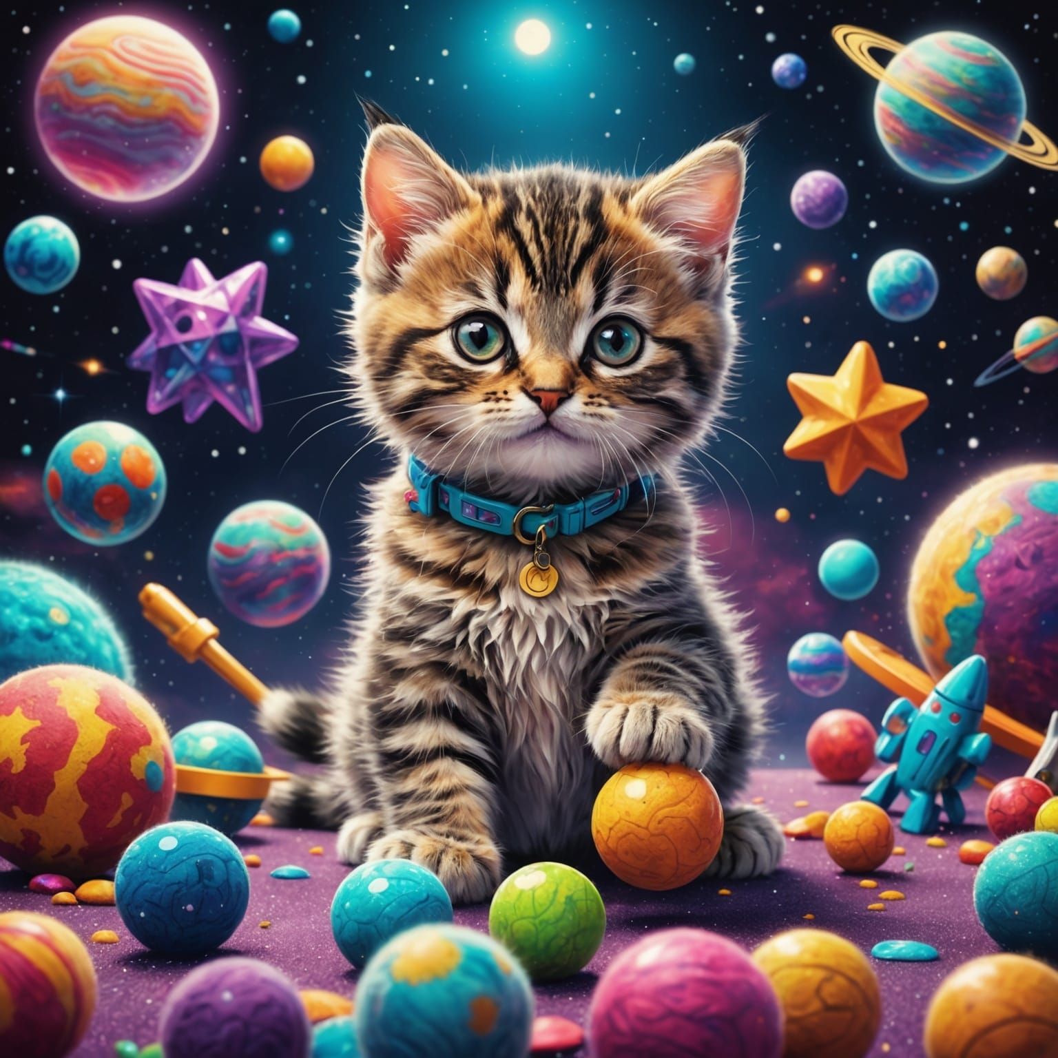 Tabby Kitten Plays: Holographic Cosmic Illustration