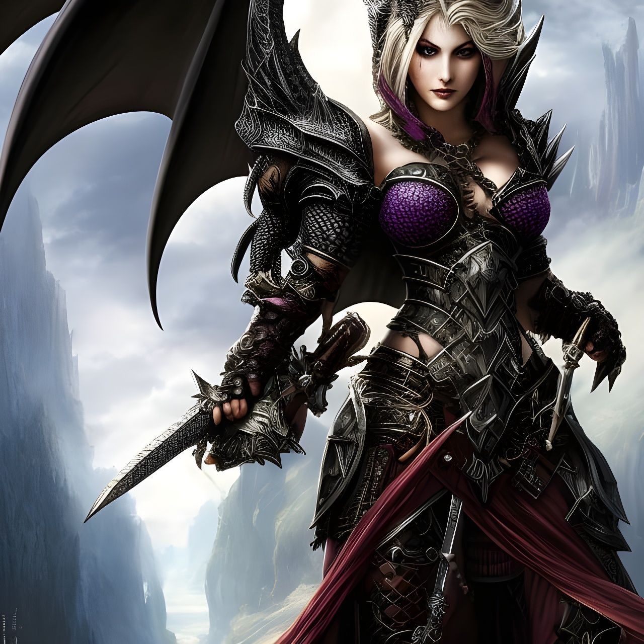 Dragon Warrior in Gothic Art Style