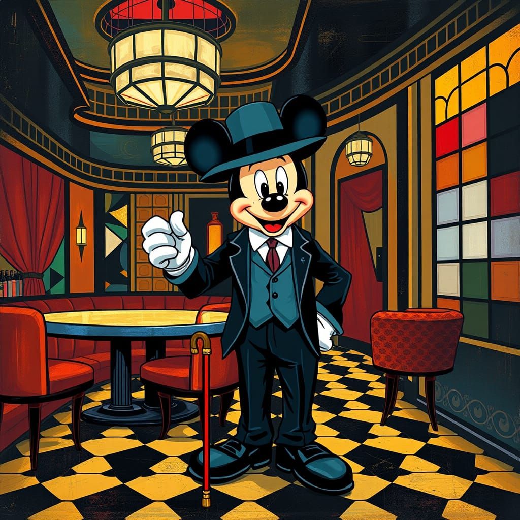 Mouse as 1920s Gigolo in Cubist Art Deco Style