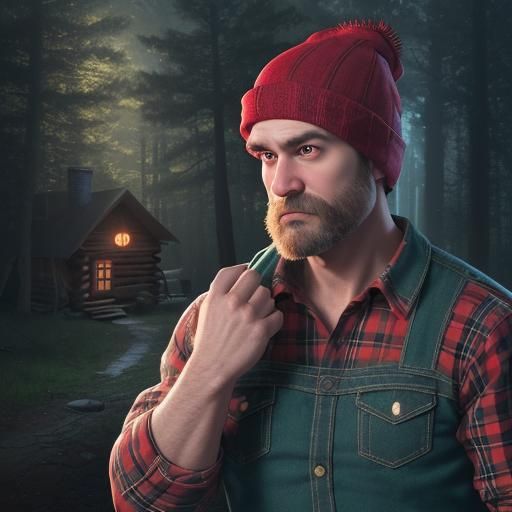 Lumberjack in Woods: 3D Digital Art