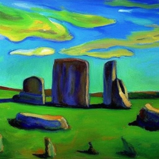 Stonehenge as Expressionist Abstract Art Painting