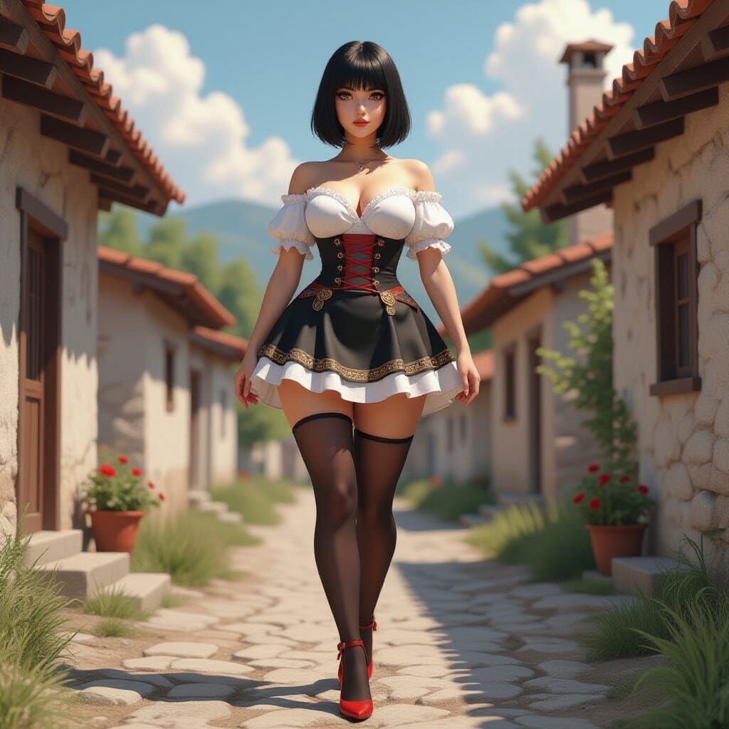 Macedonian Woman in Latex Folk Costume