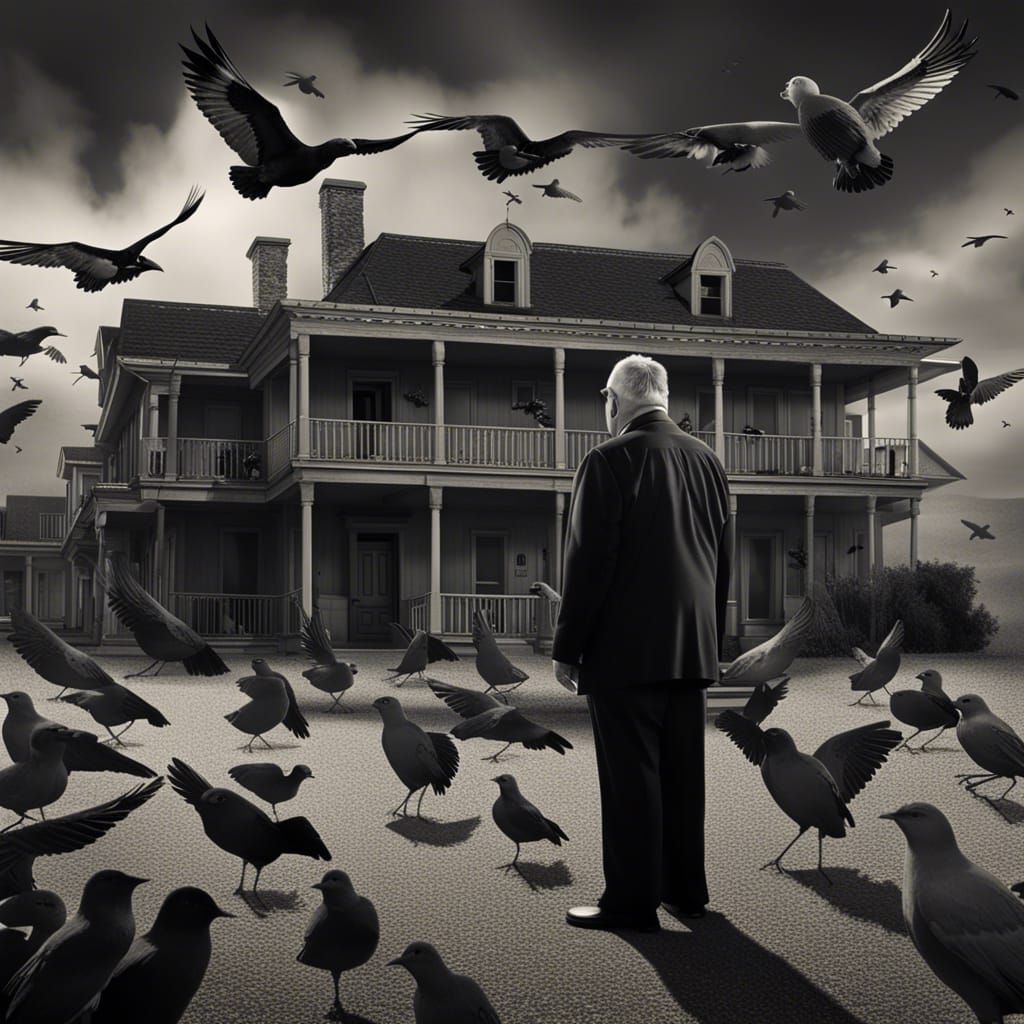 Hitchcock at the Bates Motel in Black and White