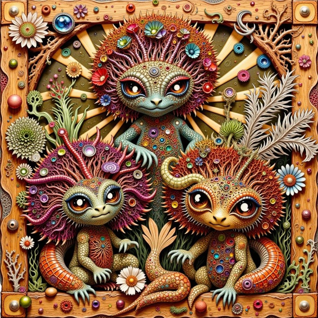 Sea Monster Dolls with Elaborate Seasonal Hats