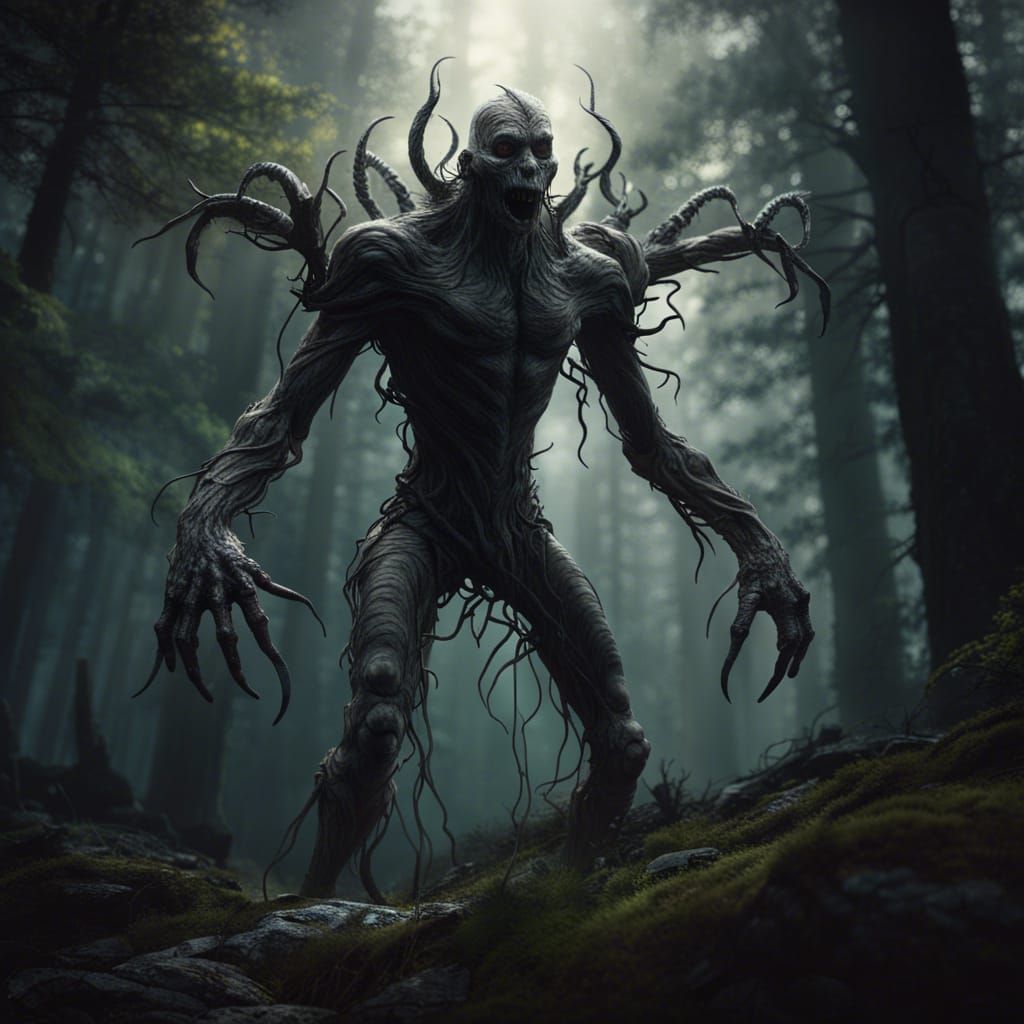 Four-Armed Monster in Dark Fantasy Style