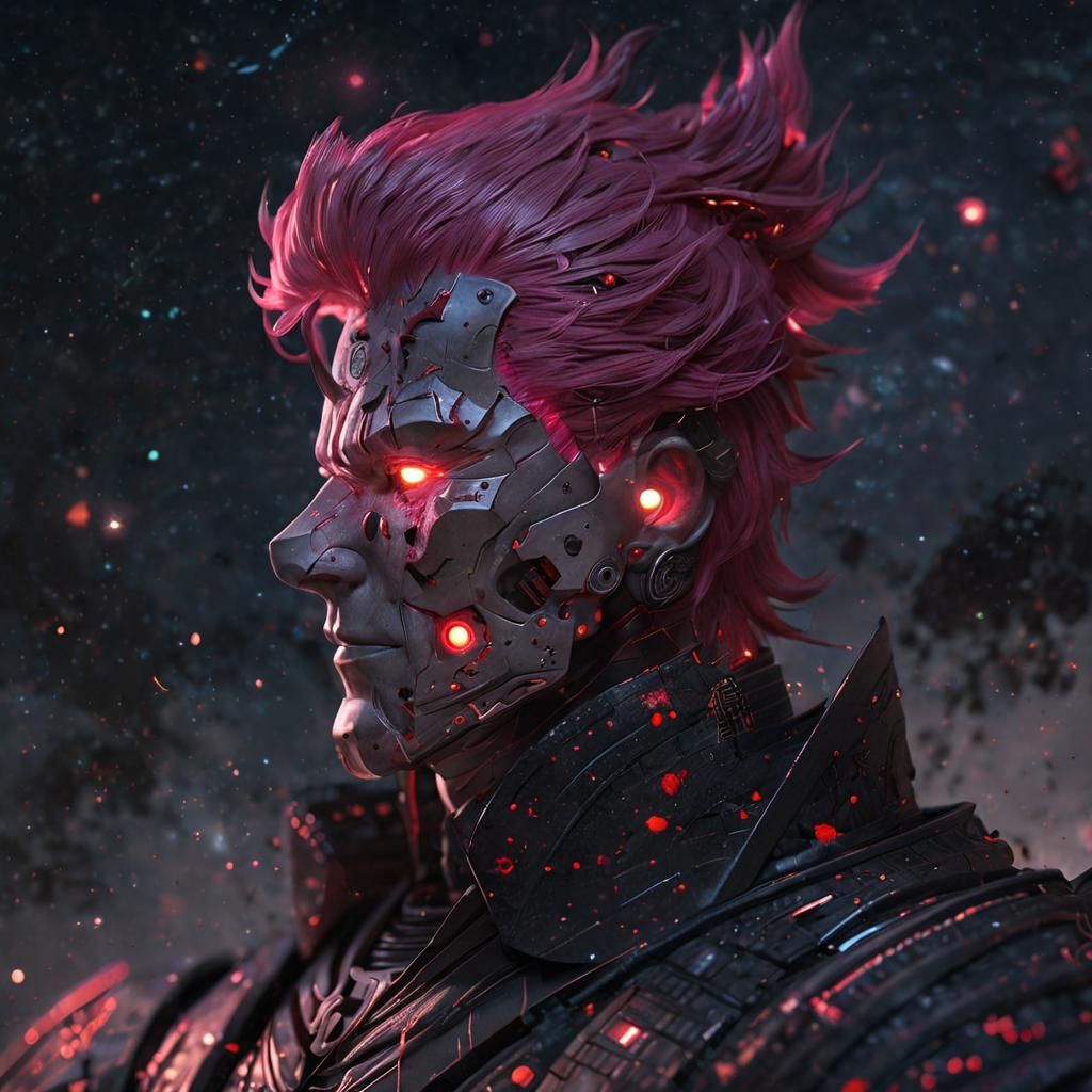 Transparent Space Samurai with Glowing Eyes