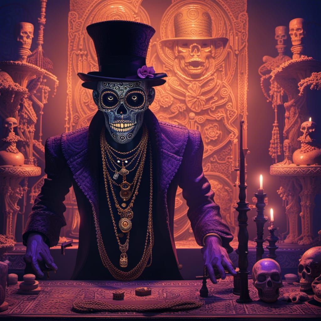 Baron Samedi Voodoo Altar: Dark Fantasy Masterpiece