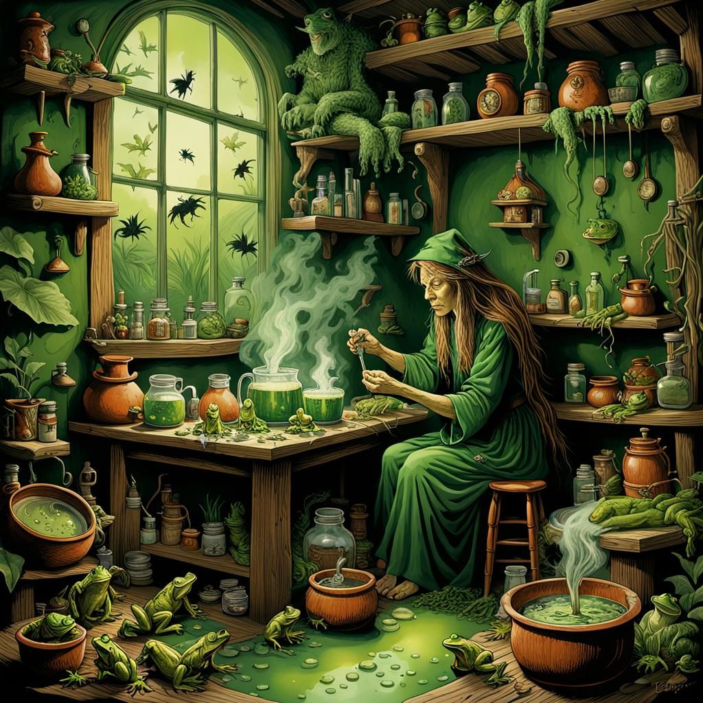 the green witch in her witch house