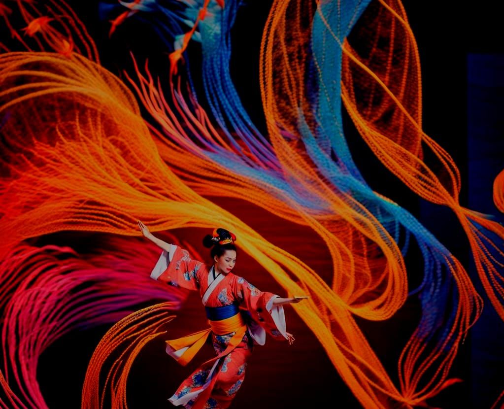 Ukiyo-e Dance in Abstract Gothic Style