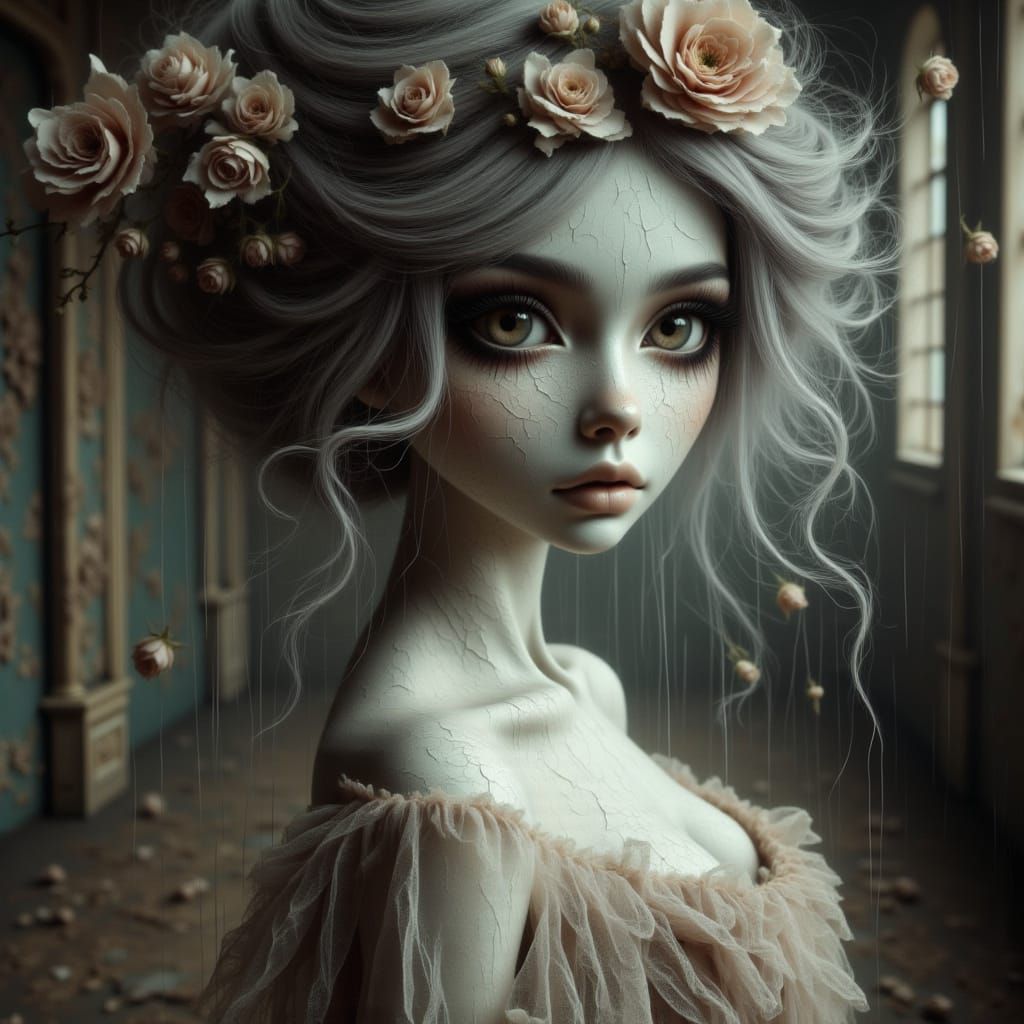 Ghost Girl in Opulent Art Deco Ballroom