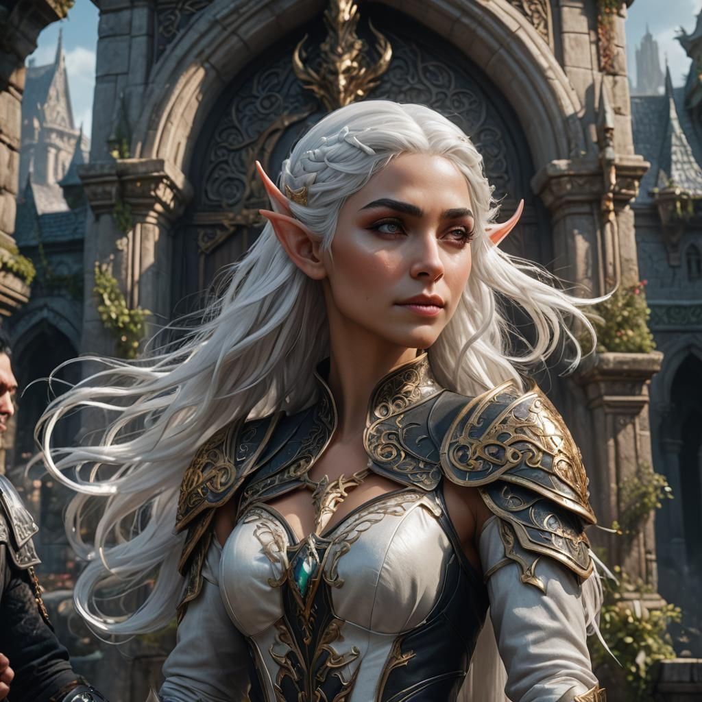Elf Princess and Bodyguard: Detailed Fantasy Portrait