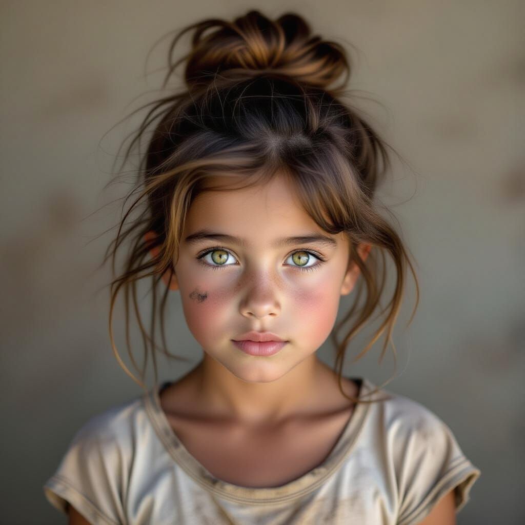 Refugee Girl with Hazel Eyes