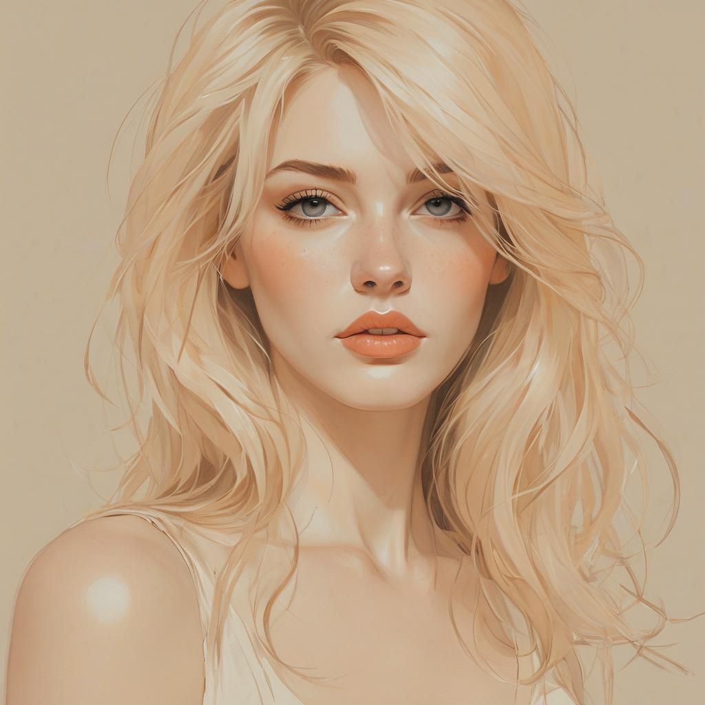 Elegant Female Portrait in Retro Illustration Style