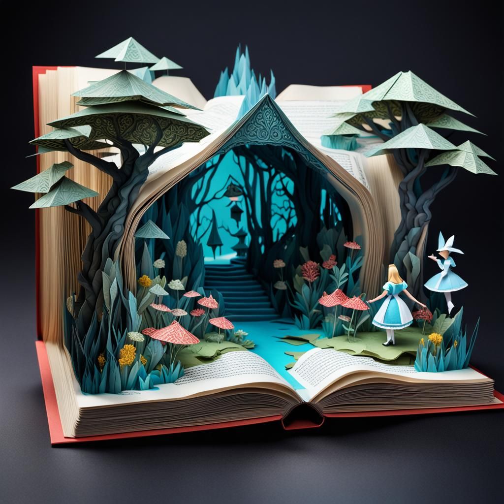 Alice in Wonderland Papercraft 3D Popup Book