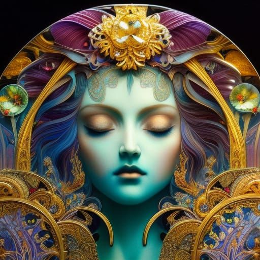 Fairy with Butterfly Wings in Art Nouveau Style