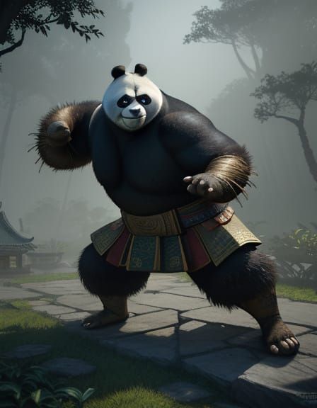Epic Kung Fu Panda Battles Peacock in Ancient Chinese Temple
