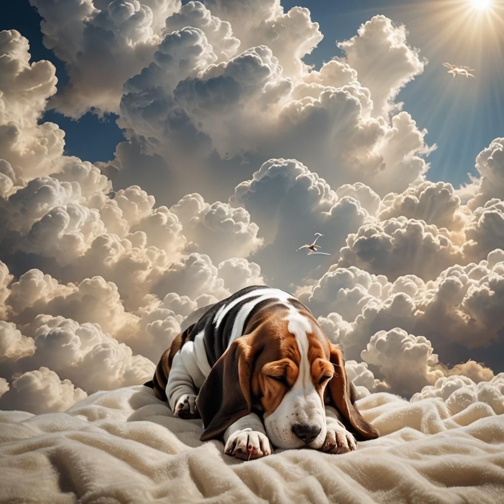 Baby Boy and Basset Hound in Sunshine