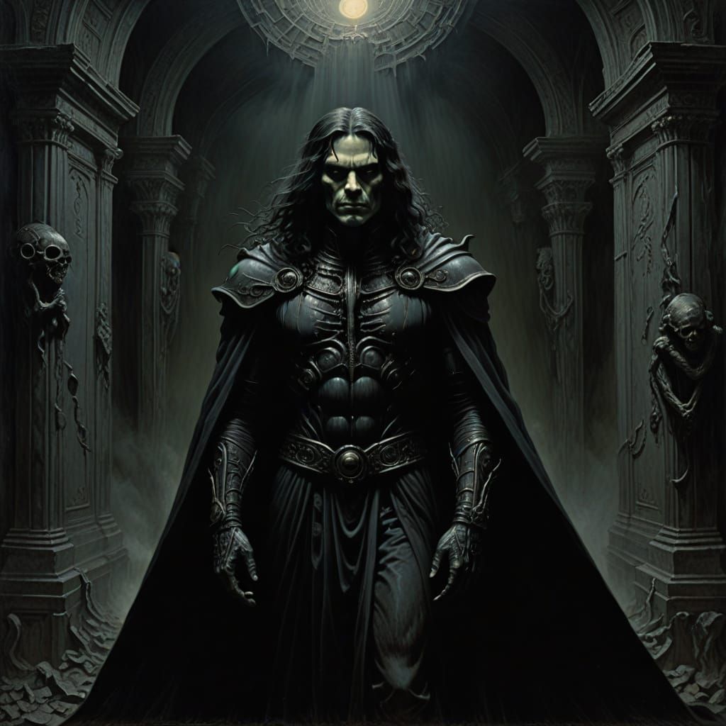 Dark Gray Titan Tenderly Holds Delicate Blonde Woman