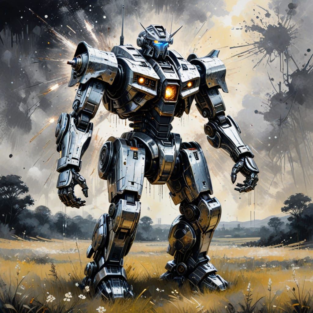 Chrome Mecha in Sci-Fi Ink Painting Style