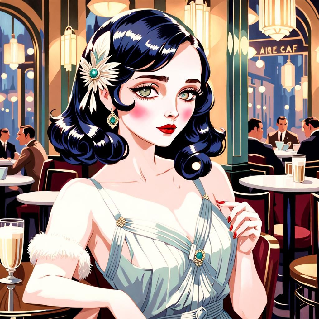 Captivating 1920s Portrait Painting of a French Ingenue