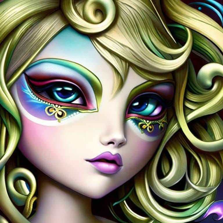 Carnival Mask with Big Eyes in Pastel Tones