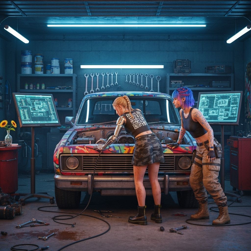 Hyperrealistic Pickup Engine Bay Render in NightCity Worksho...