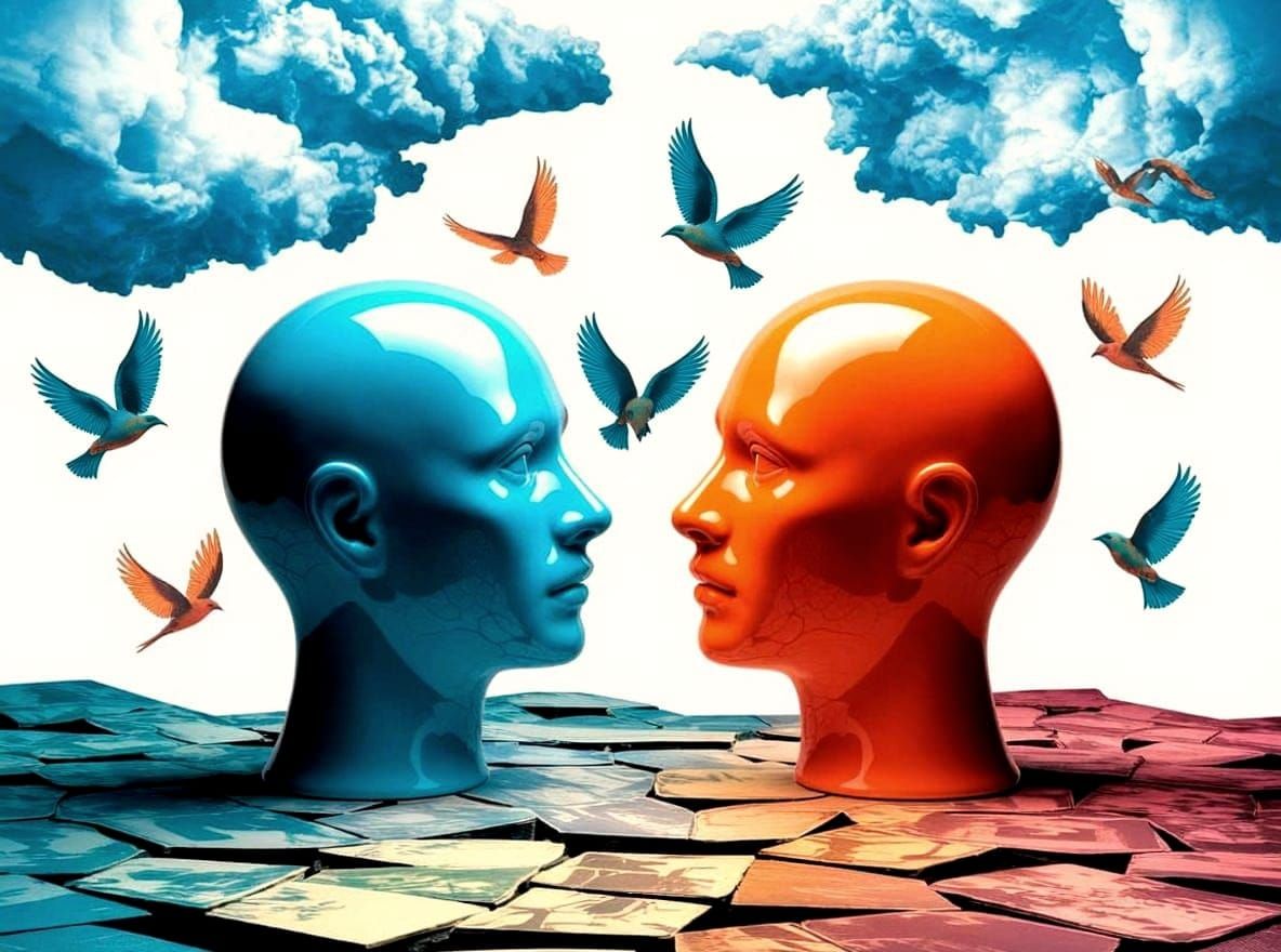 Blue Birds with Corrected Wings and Antique Photos