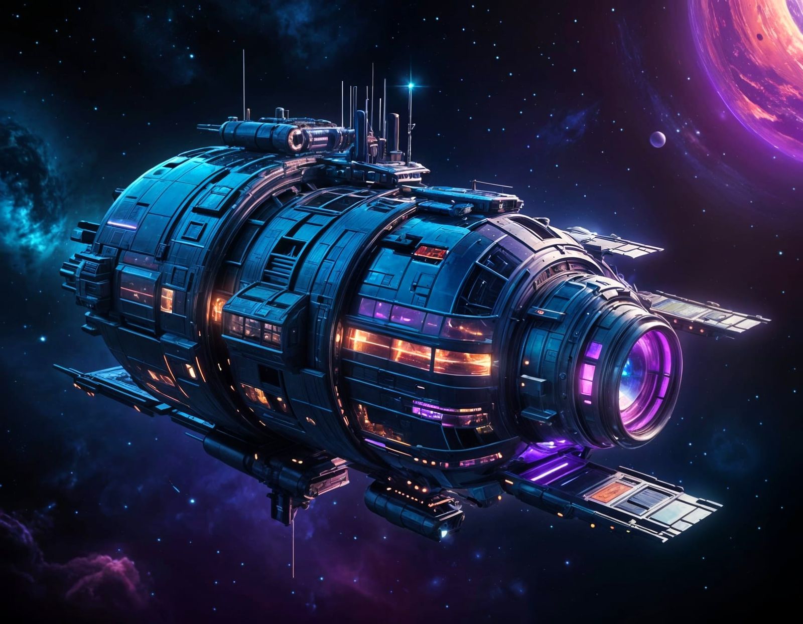 Futuristic space station unusual sci-fi