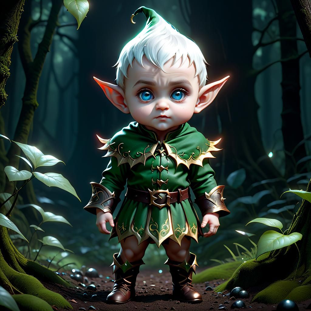 Sinister Elf Toddler in Dark Fantasy Art