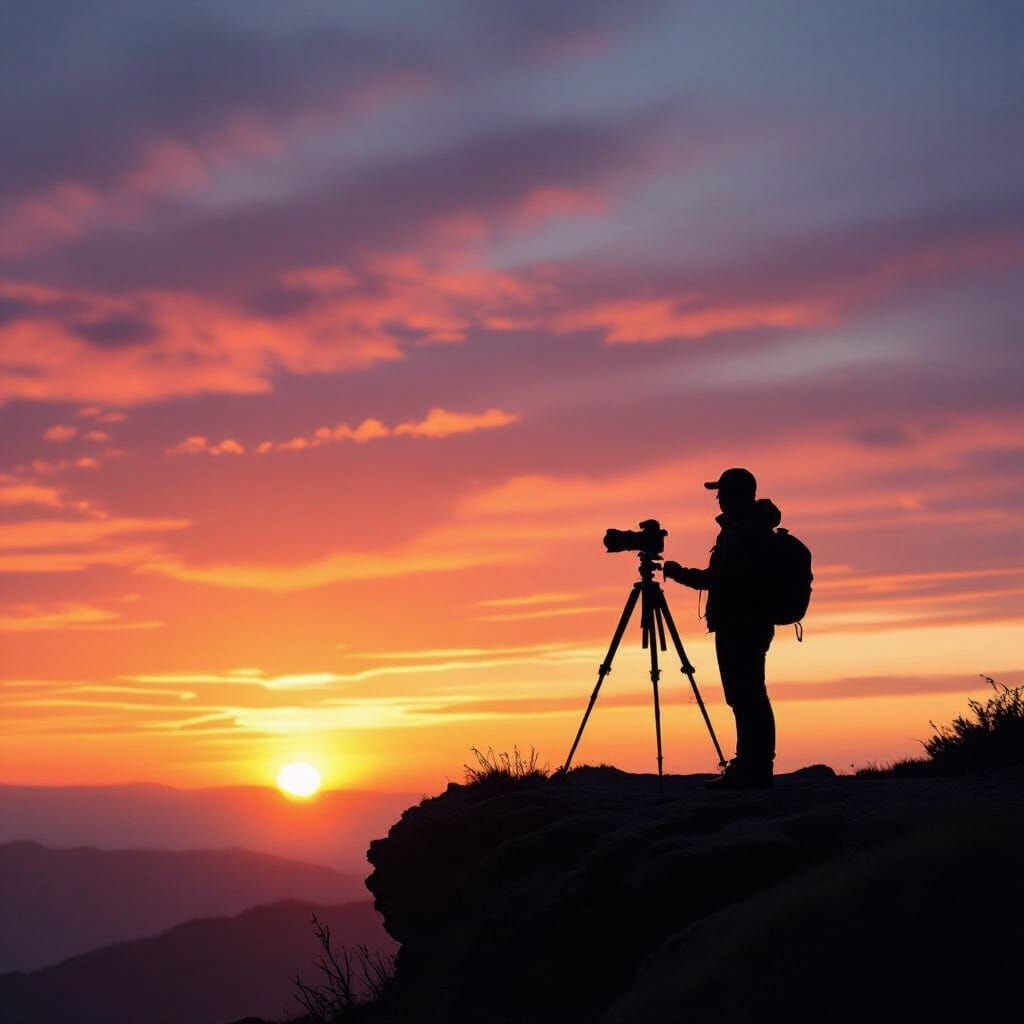 Photographer's Silhouette Capturing Sunrise Beauty