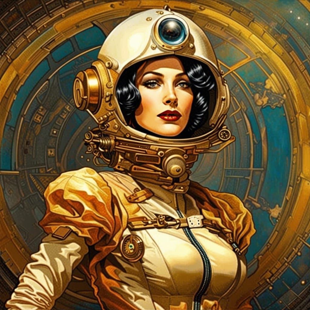 Steampunk Astronaut: A Retrofuturistic Vision in Vibrant Det...