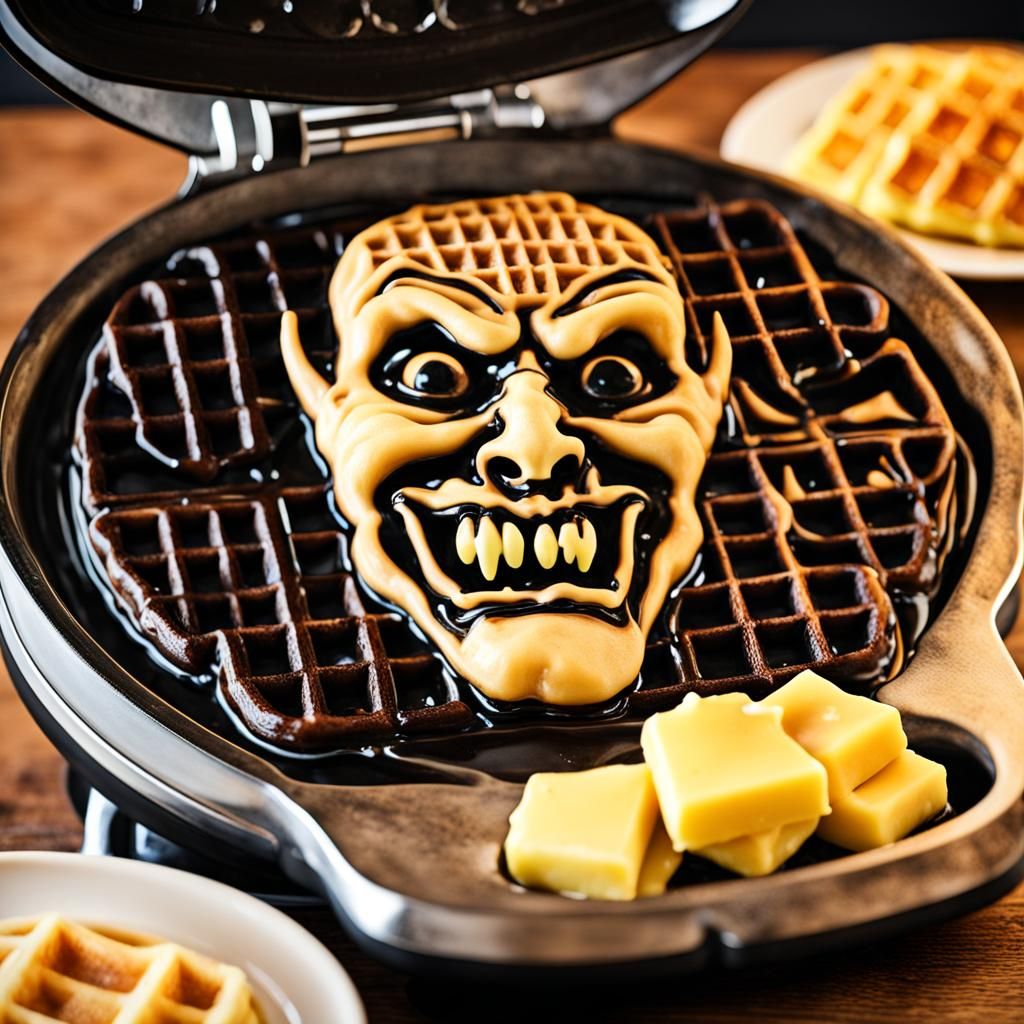 Haunted Waffle Iron for a Halloween Kitchen