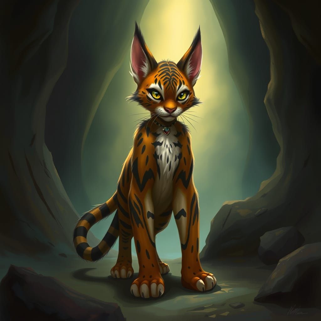 Whimsical Tabaxi Humanoid Embodies Feline Agility in Mystica...