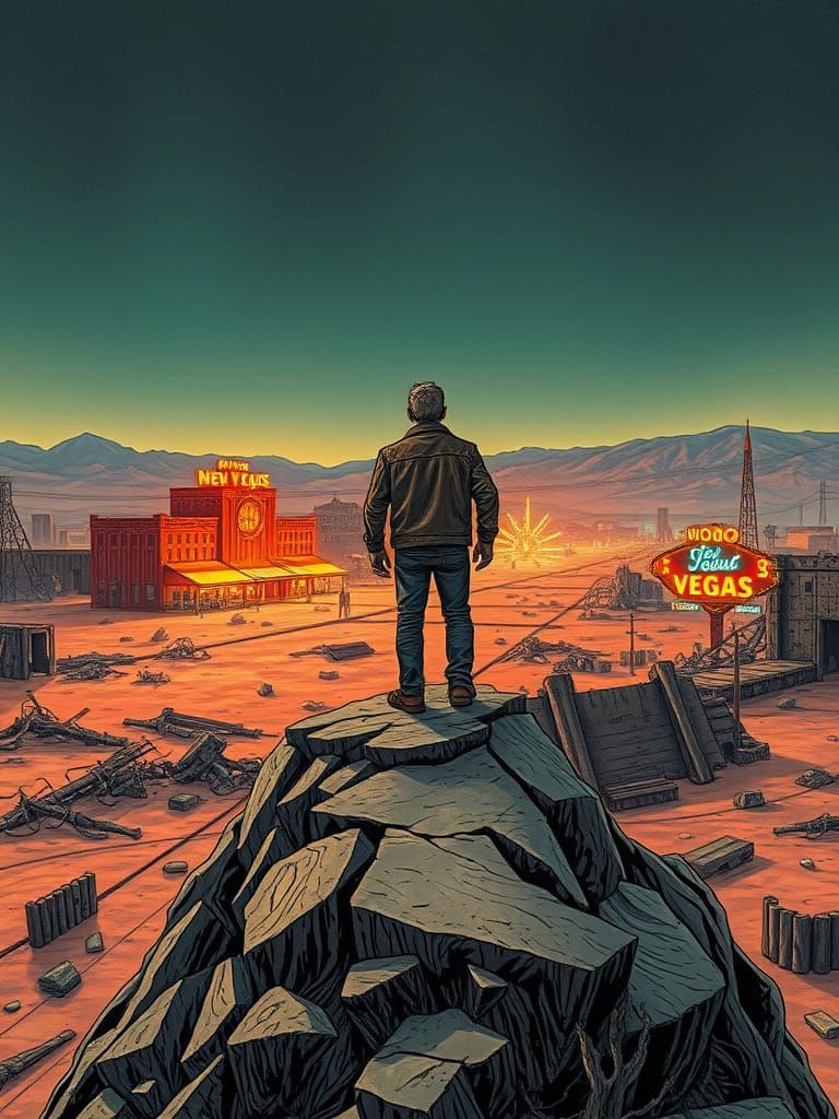 Lone Wanderer in Mojave Wasteland