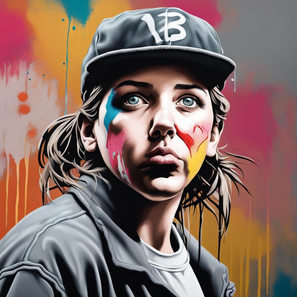 Hyperrealistic Portrait Painting with Splash Art Background