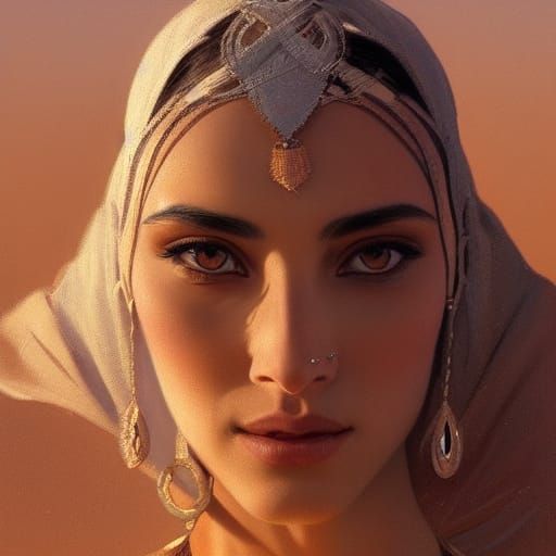 Mesopotamian Dancer Portrait in Hyperdetailed Style